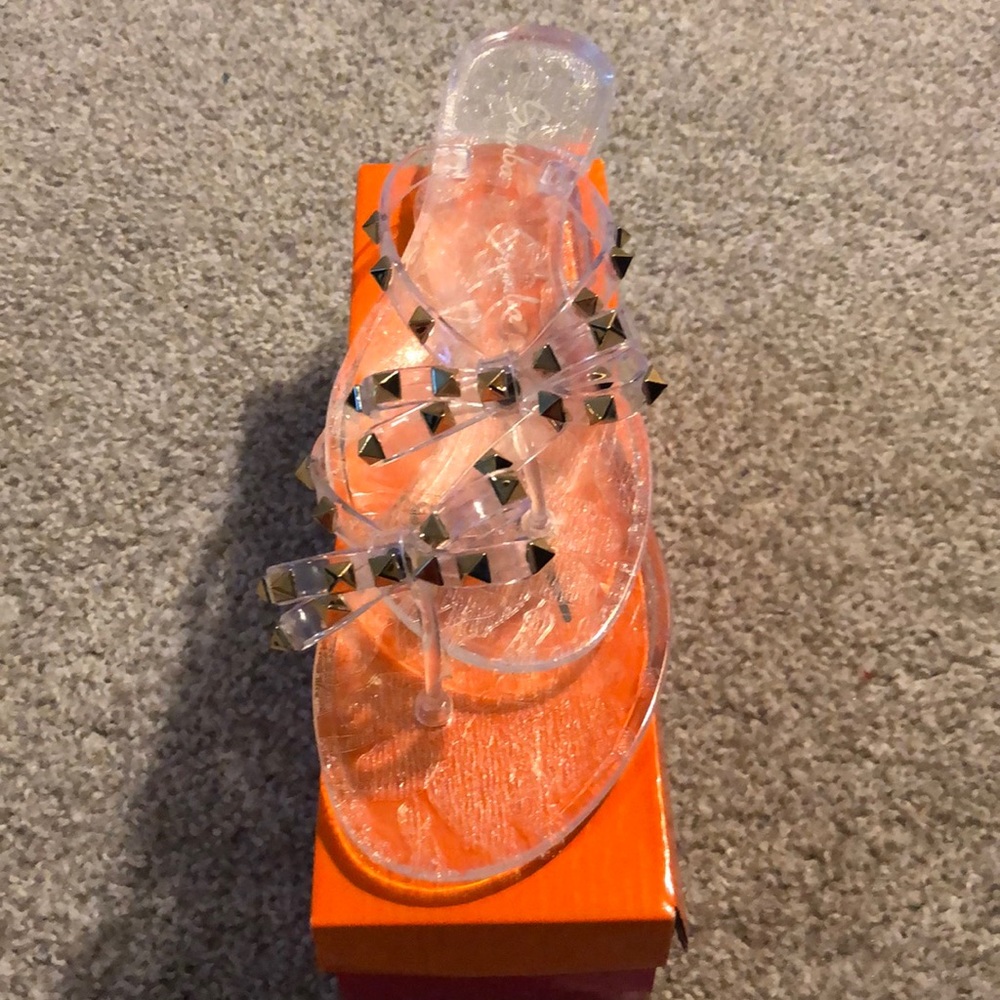 SAMBA Rivets Studded Clear Jelly Sandals Size 10 US; 41 European